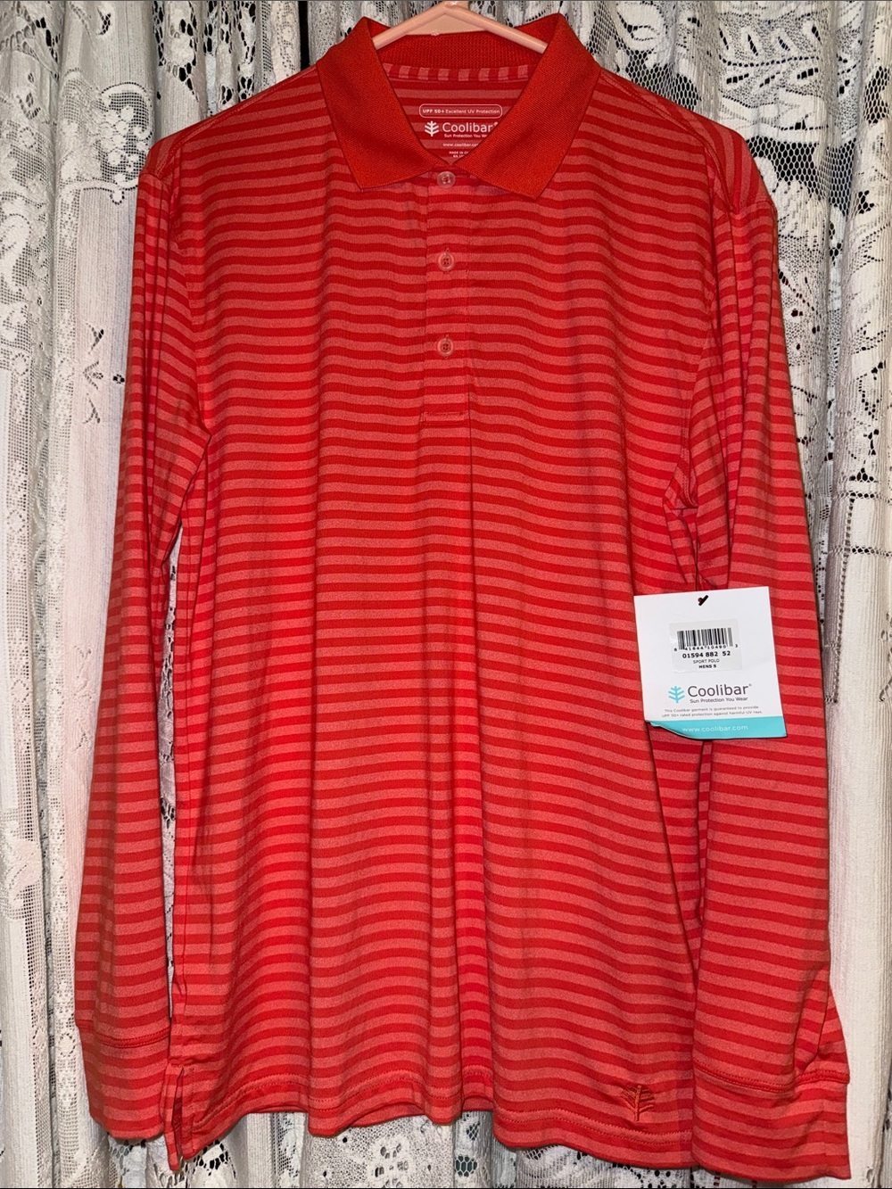 Coolibar new Striped Long Sleeve Polo s